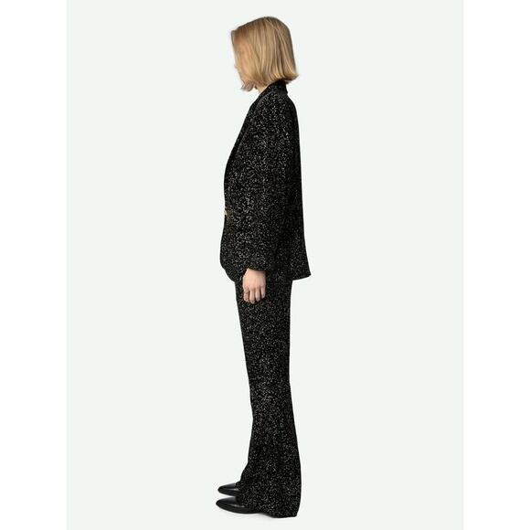 Zadig & Voltaire Velvet Valse Blazer in Black Glitter Dots 34 XS - Picture 3 of 5